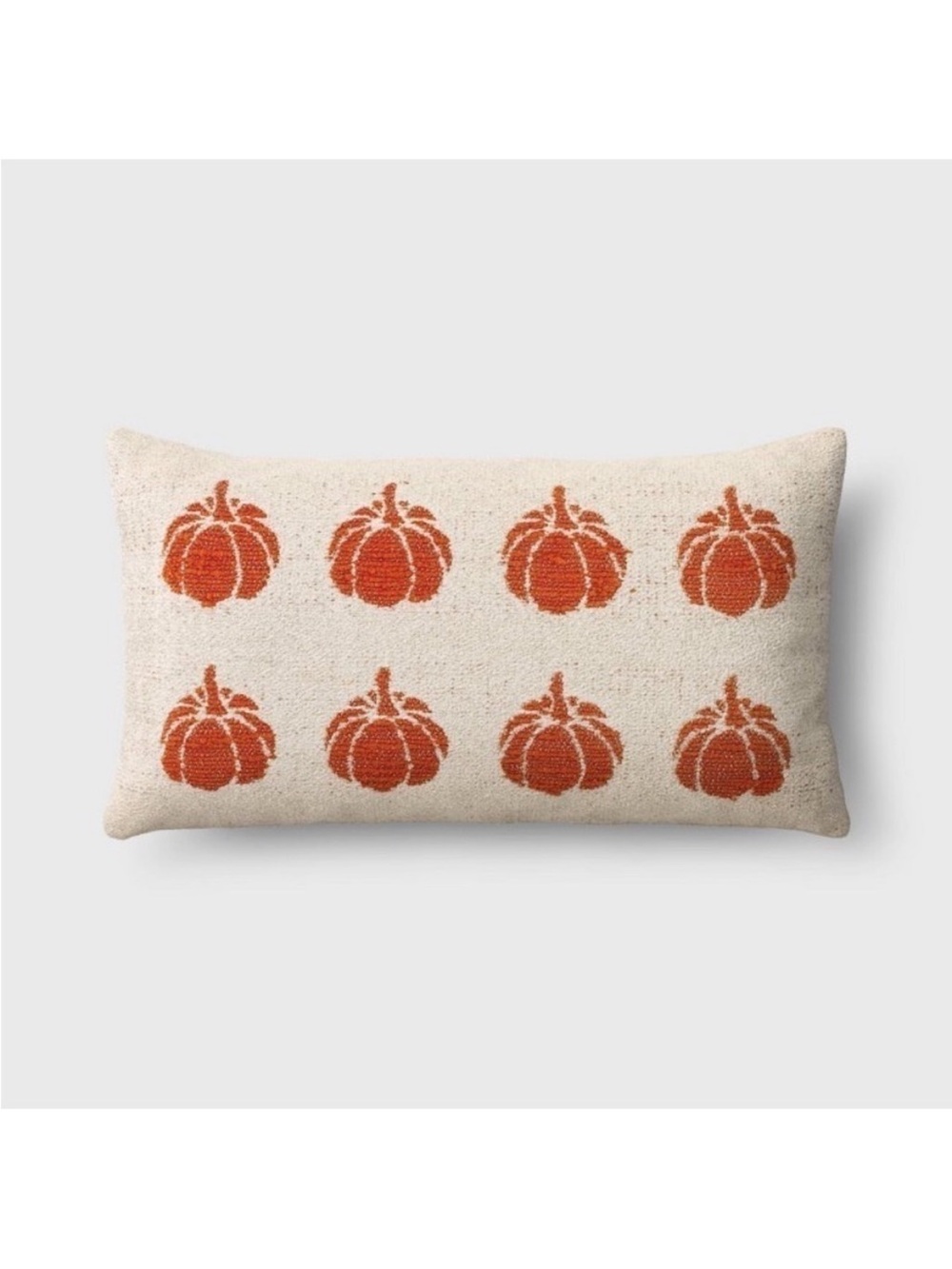 Threshold Holiday Pillow cream with orange Pumpkins. 14” x 24”
